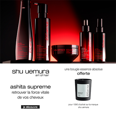 Une bougie Shu Uemura offerte dès 100€ d'achat